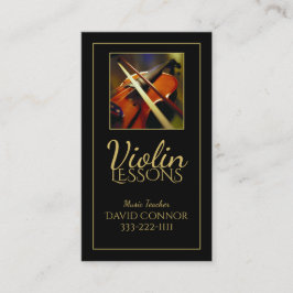 Tarjeta De Visita Violin Music Teacher Classic Black Business Card