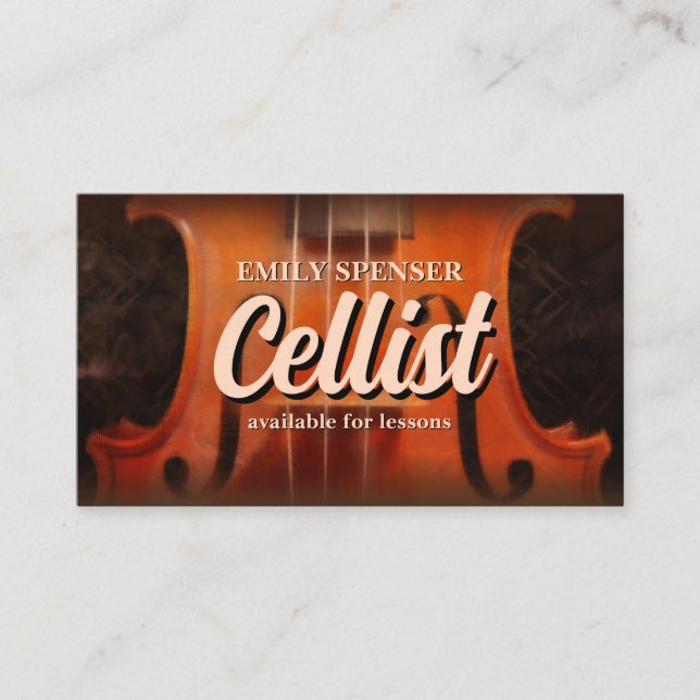Tarjeta De Visita Violin Music Tutor Classy Business Card (Anverso)