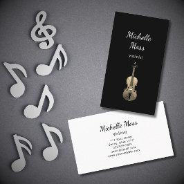 Tarjeta De Visita Violin Performer Classical Black White