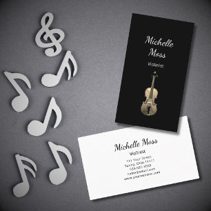 Tarjeta De Visita Violin Performer Classical Black White