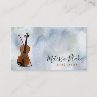 Tarjeta De Visita violín sobre fondo acuarela