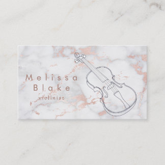 Tarjeta De Visita violín sobre mármol rosa