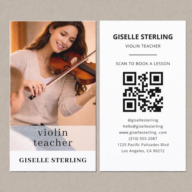Tarjeta De Visita Violin Teacher QR Code Photo (Subido por el creador)