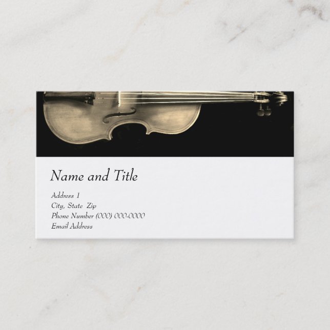 Tarjeta De Visita Violin Viola Business Card para el sitio del violí (Anverso)