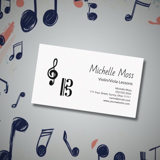 Tarjeta De Visita Violin Viola Lessons Simple Musical Clefs (Subido por el creador)