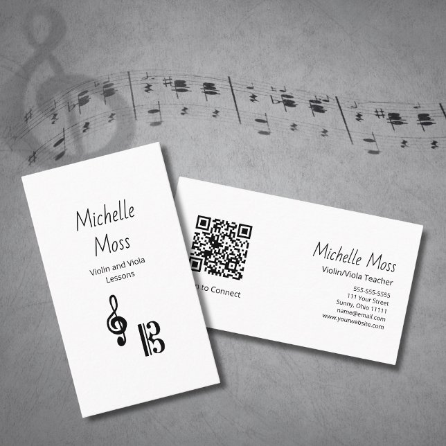 Tarjeta De Visita Violin Viola Professional Music Lessons Simple  (Subido por el creador)