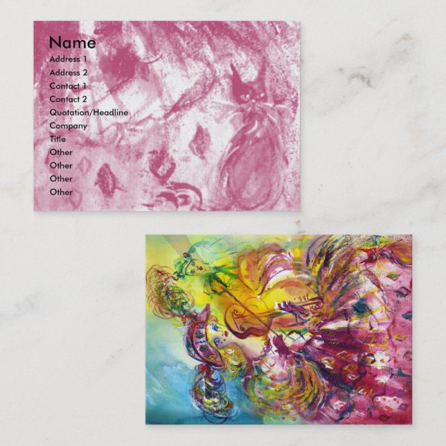 Tarjeta De Visita VIOLINISTA ARLECCHINA, violín, música, artista tea (Anverso / Reverso)