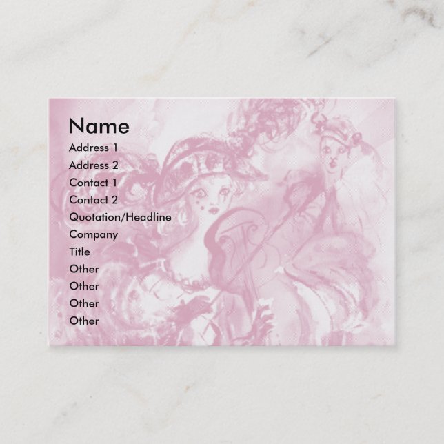 Tarjeta De Visita VIOLINISTA ARLECCHINA, violín, música, artista tea (Anverso)