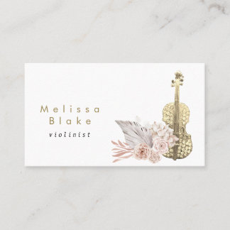 tarjeta de visita violinista boho pampas