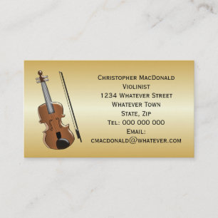 Tarjeta De Visita Violinista de color dorado