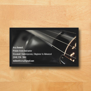 Tarjeta De Visita Violinista negro de código Qr