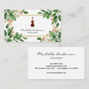 Tarjeta De Visita Violinista profesional Violín musical flores