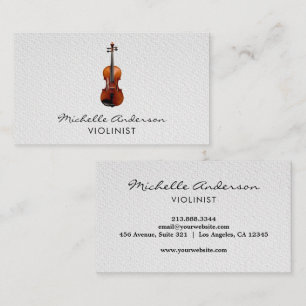 Tarjeta De Visita Violinista profesional Violín musical Negro Blanco