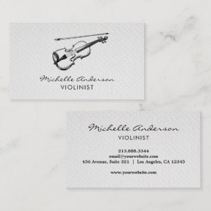 Tarjeta De Visita Violinista profesional Violín musical Negro Blanco
