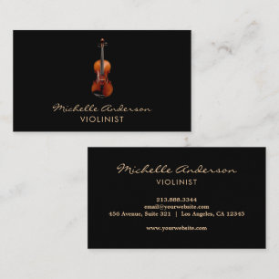 Tarjeta De Visita Violinista profesional Violín musical Oro Negro