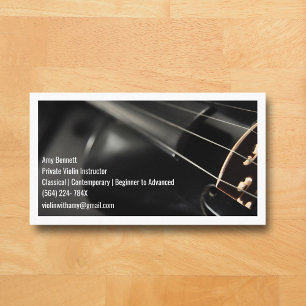 Tarjeta De Visita Violinista violinista negro de código Qr blanco