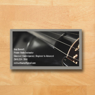 Tarjeta De Visita Violinista violinista negro del código Qr gris