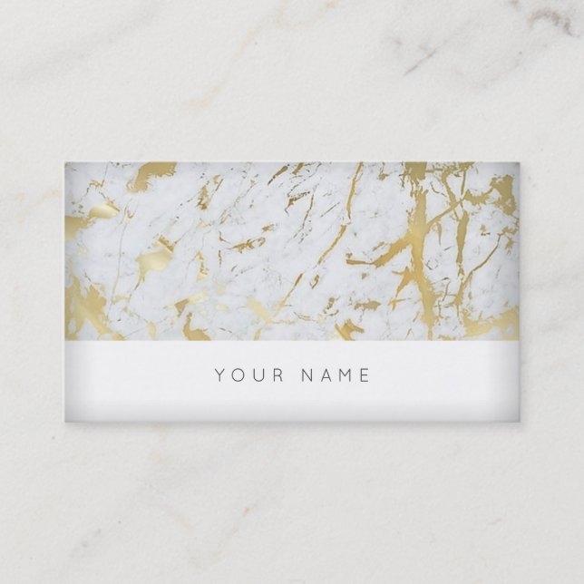 Tarjeta de visita Vip de Mármol Blanco Dorado (Anverso)