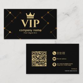 Tarjeta De Visita VIP en negro y oro: Personalizable y profesional c
