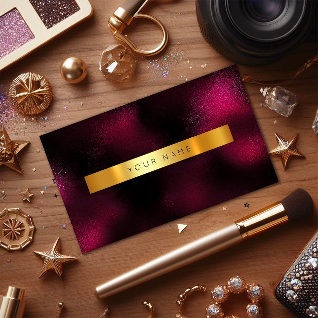 Tarjeta De Visita Vip Metálico de Oro de Vino Rojo Minimalismo Glam (Minimalism Glam Red Wine Gold Metallic Vip Business Card)