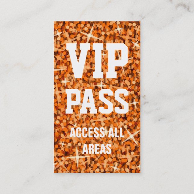 Tarjeta de visita 'VIP PASS' del Naranja Glitz (Anverso)