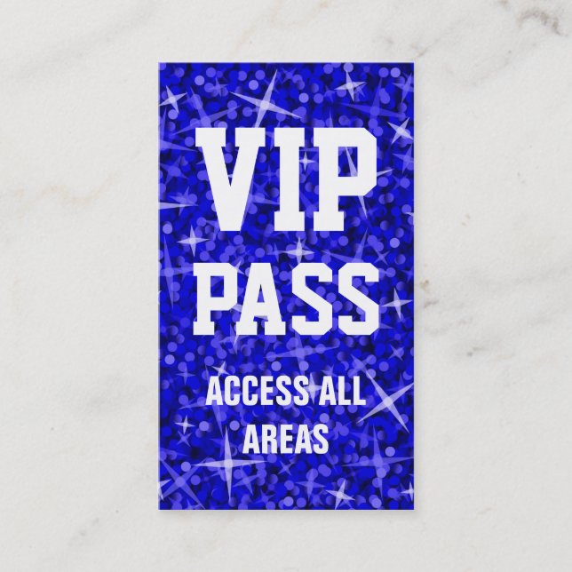 Tarjeta de visita "VIP PASS" Glitz Dark Blue (Anverso)