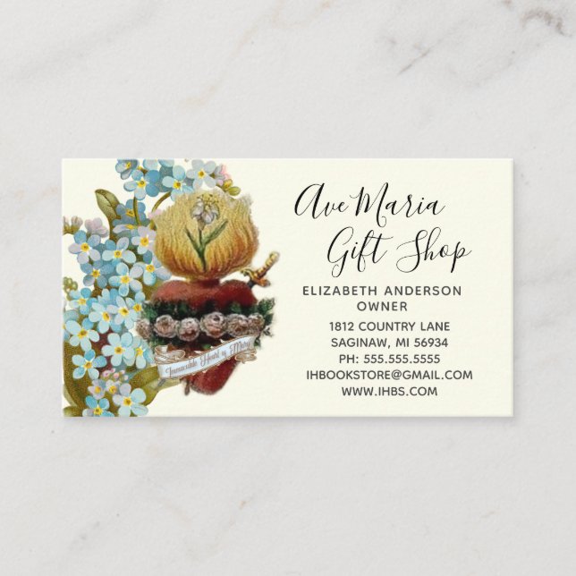 Tarjeta De Visita Virgen Católica María Negocio Religioso Cristiano  (Anverso)