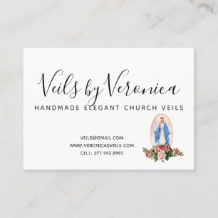Tarjeta De Visita Virgen Católica María Rosas religiosos