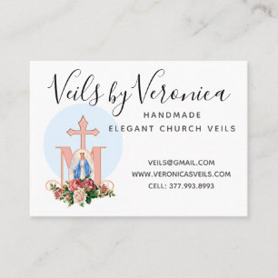 Tarjeta De Visita Virgen Católica María Rosas religiosos