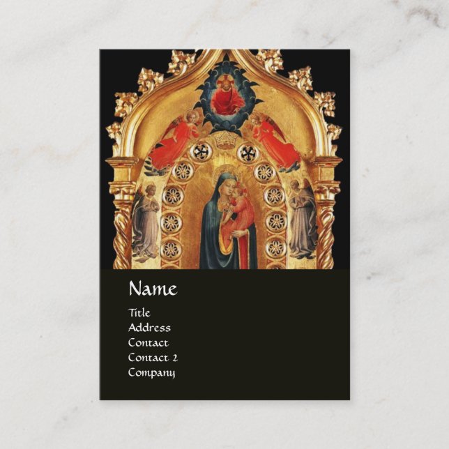 TARJETA DE VISITA VIRGEN CON ICONO DE ARTE SAGRADO DE ORO INFANTIL Y (Anverso)