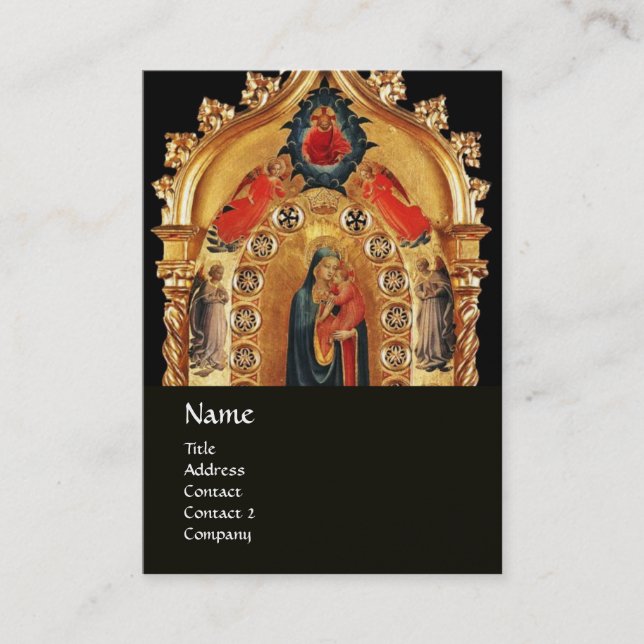 TARJETA DE VISITA VIRGEN CON ICONO DE ARTE SAGRADO DE ORO INFANTIL Y (Anverso)