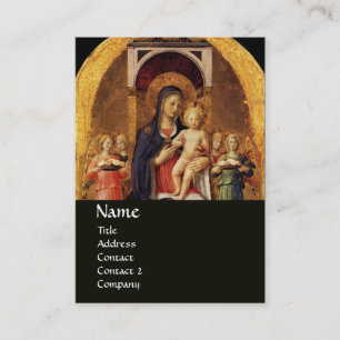 Tarjeta De Visita VIRGEN CON NIÑO Y ÁNGELES, negro