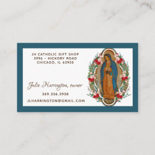 Tarjeta De Visita Virgen Guadalupe María Rosas Floral religiosa
