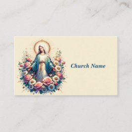 Tarjeta De Visita Virgen María con hermosos Rosas (Amarillo)