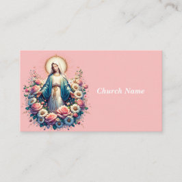 Tarjeta De Visita Virgen María con hermosos Rosas (rosa)
