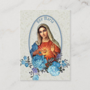 Tarjeta De Visita Virgen Religiosa María Memorare Oración Santa Ta