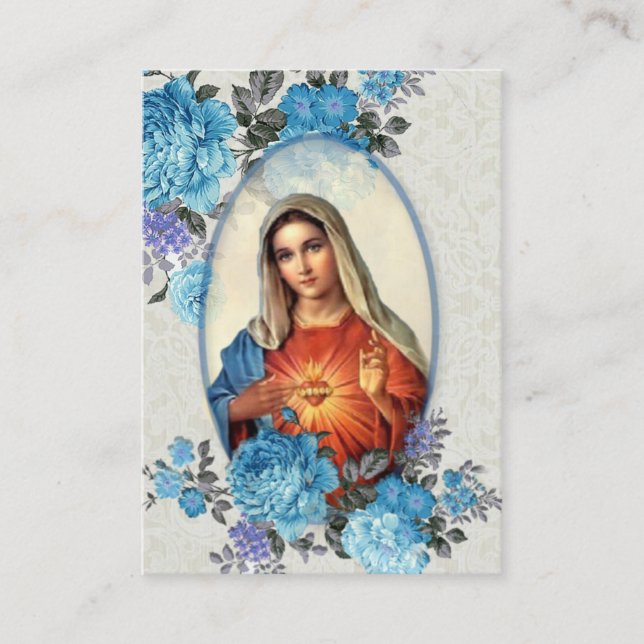 Tarjeta De Visita Virgen Religiosa María Memorare Oración Santa Tarj (Anverso)