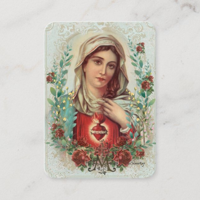 Tarjeta De Visita Virgin Mary Católica Funeral Memorial Santa - (Anverso)