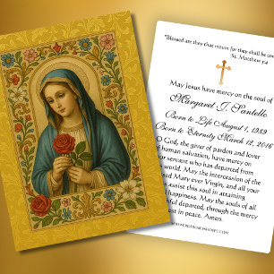 Tarjeta De Visita Virgin Mary celebrando la oración del funeral de r