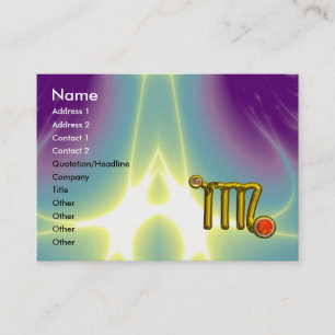 TARJETA DE VISITA VIRGO / NARANJA DE ORO AGATE ZODIAC RÓTULO JEWEL