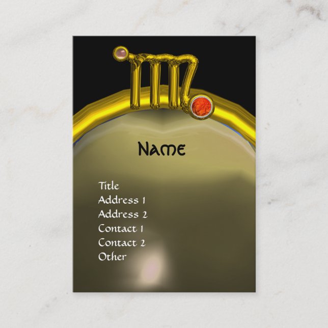 TARJETA DE VISITA VIRGO / ORO RÓTULO ZODIAC AGUA DE JEWEL MONOGRAM (Anverso)