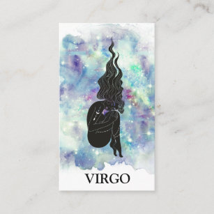 Tarjeta De Visita *~* VIRGO Zodiac Astrología Lecturas Azules Verde 