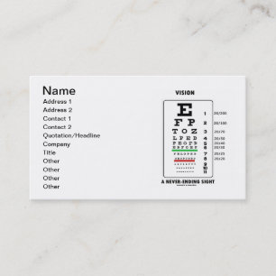 Tarjeta De Visita Vision una vista interminable (carta de Snellen)