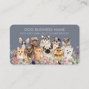 Tarjeta De Visita Visita domiciliaria de gato y perro dibujados a ma