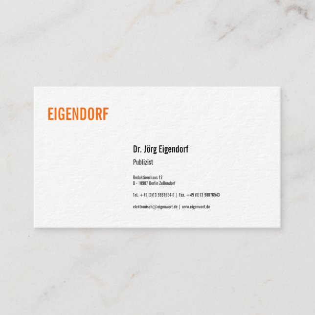 Tarjeta De Visita Visitenkarte (Anverso)