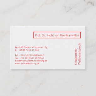 Tarjeta De Visita Visitenkarte Coral Rot