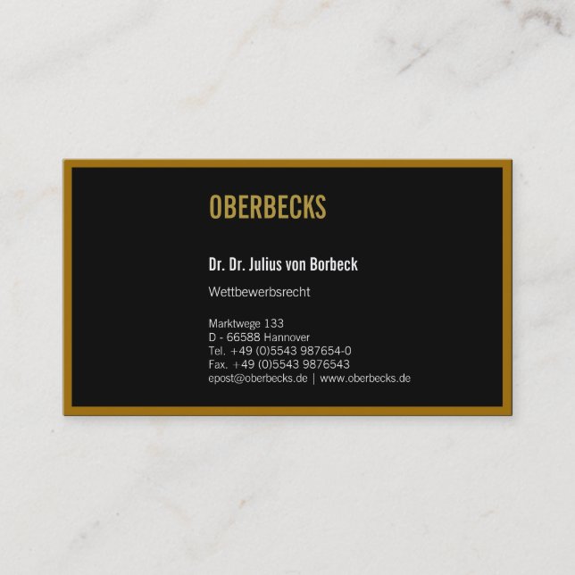 Tarjeta De Visita Visitenkarte Goldrand (Anverso)