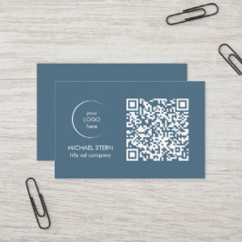Tarjeta De Visita Visitenkarte mit QR-Code & Logo – Blau