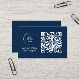 Tarjeta De Visita Visitenkarte mit QR-Code & Logo – Dunkelblau