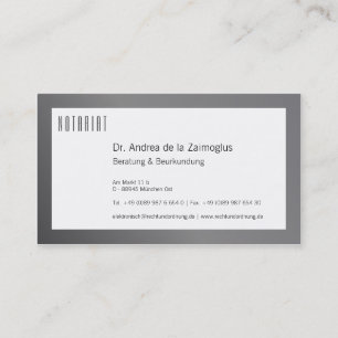 Tarjeta De Visita Visitenkarte Silber für Notar